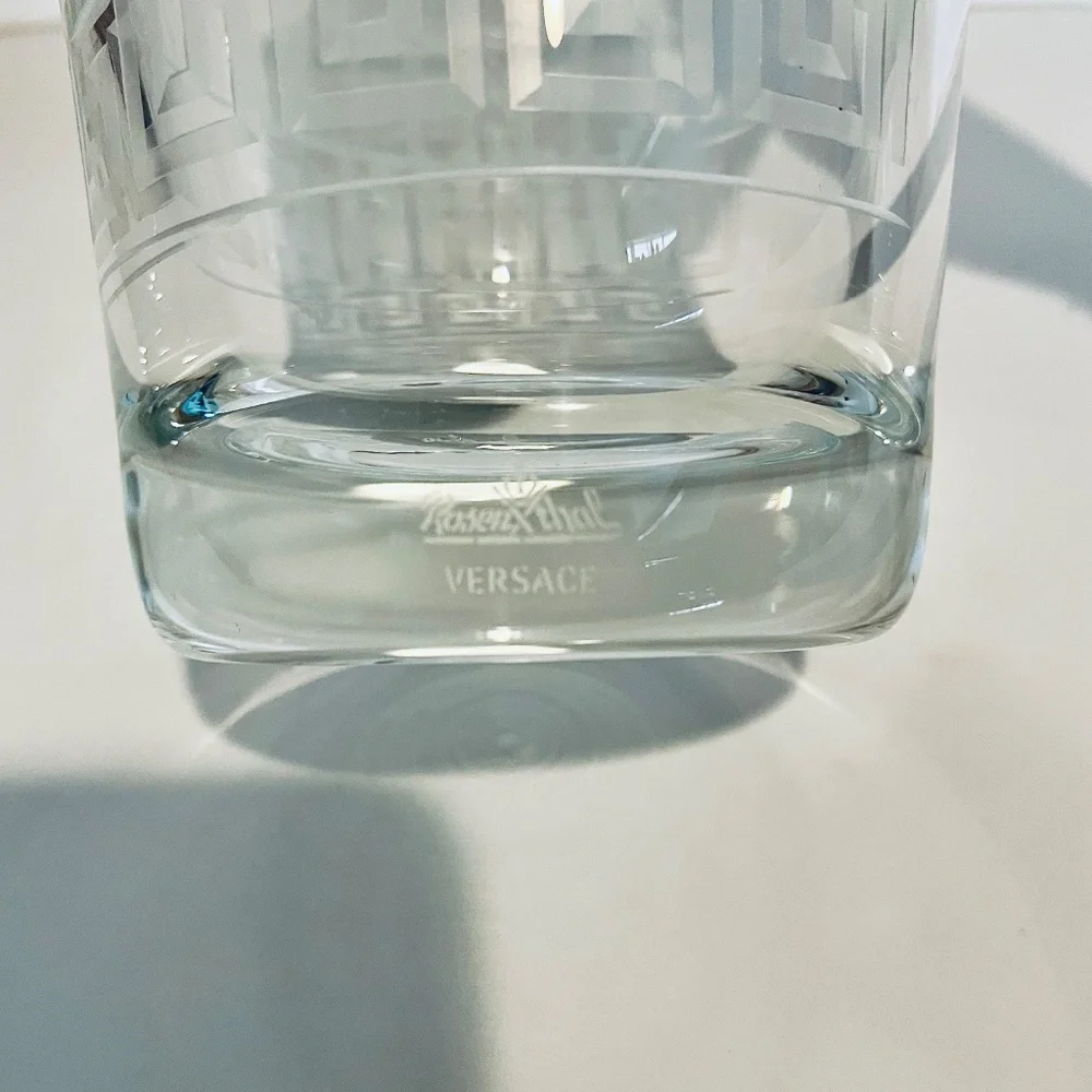 Versace x Rosenthal Meandre Greek Key Clear Glass Crystal Pitcher Vintage - Picture 9 of 14